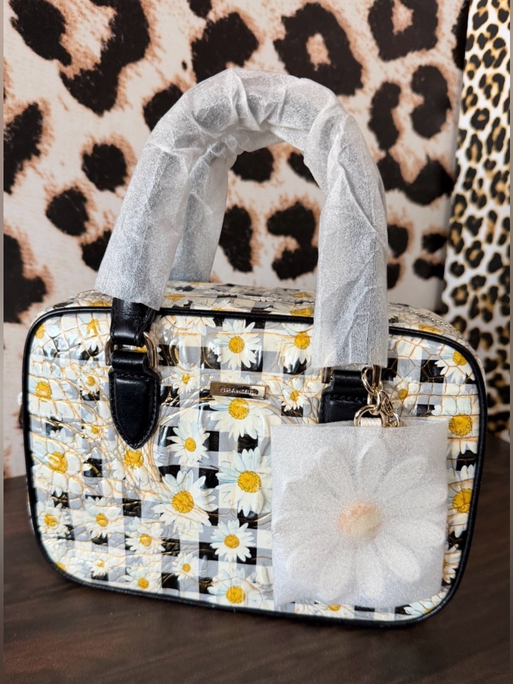 Brahmin Mara Multi Petaline Daisy plaid print Leather Adorable bag NWT Crossbody - Picture 5 of 9